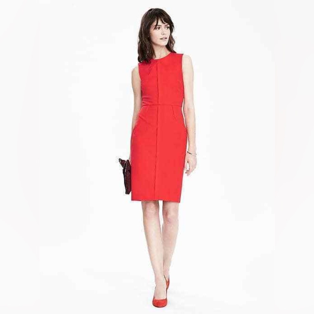 Banana Republic Bi-Stretch Pleat Dress, Black 0 XS